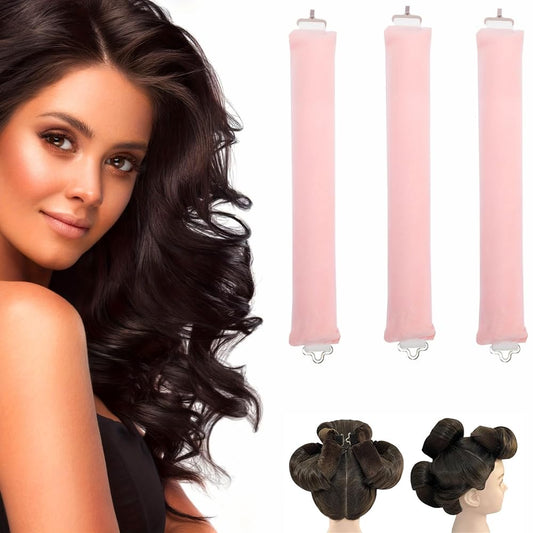 Rukebu Heatless Hair Curler for Overnight Blowout Curls No Heat Curl Rods to Sleep In for Long and Medium Hair (Pink)
